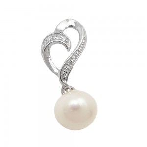 Anhänger Zuchtperle mit Zirkonias glänzend rhodiniert 925 Sterlingsilber