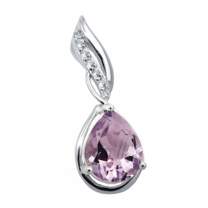 Anhänger Amethyst mit Zirkonias glänzend rhodiniert 925 Sterlingsilber