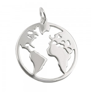Anhänger Weltatlas glänzend 925 Sterlingsilber