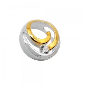 Anhänger Kreis mit Spirale bicolor und Zirkonia 925 Sterlingsilber