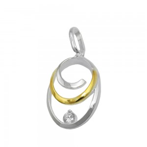 Anhänger oval bicolor mit Zirkonia 925 Sterlingsilber