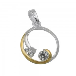 Anhänger Kreis mit Spirale bicolor mit Zirkonias 925 Silber