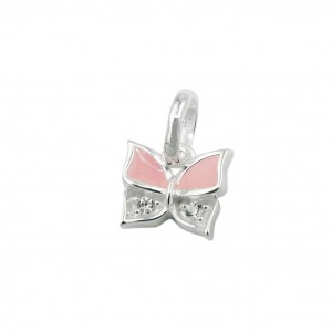Anhänger Schmetterling rosa lackiert mit Zirkonia 925 Silber