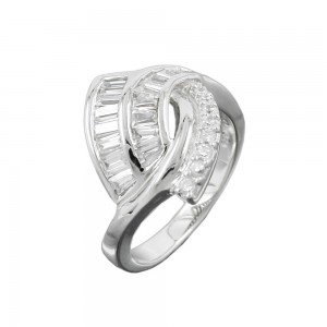 Ring mit vielen Zirkonias glänzend rhodiniert 925 Silber Größe 58