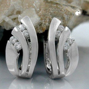Creolen Ohrringe Zirkonia rhodiniert 925 Sterlingsilber