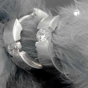 Creolen Ohrringe Zirkonia weiß gefasst 925 Sterlingsilber
