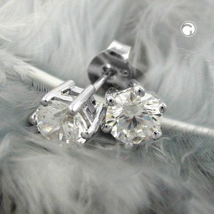 Ohrstecker 6mm Zirkonia weiß 925 Sterlingsilber