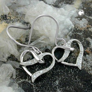 Ohrhaken Herz mit Zirkonia 925 Sterlingsilber