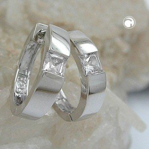 Creolen Ohrringe Zirkonia weiß 925 Sterlingsilber