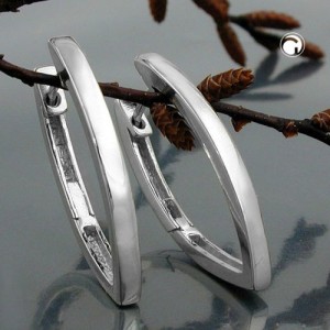 Creolen Ohrringe spitzoval rhodiniert 925 Sterlingsilber