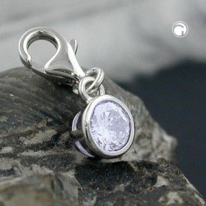 Anhänger Charm Glas-lavendel 925 Sterlingsilber