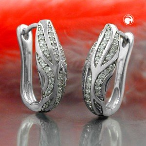 Creolen Ohrringe Zirkonia rhodiniert 925 Sterlingsilber