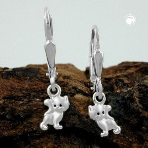 Ohrring Katze matt-glänzend 925 Sterlingsilber