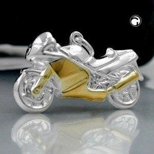 Anhänger Motorrad bicolor 925 Sterlingsilber
