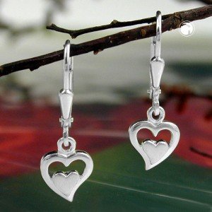 Ohrring Herz im Herz 925 Sterlingsilber