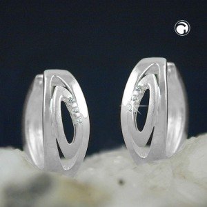 Creolen Ohrringe Zirkonia matt-glänzend 925 Sterlingsilber