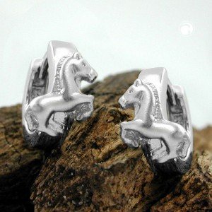 Creolen Ohrringe Pferd Klappscharnier 925 Sterlingsilber