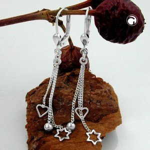 Ohrring Herz-Kugel-Stern 925 Sterlingsilber