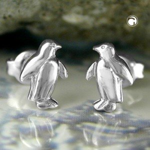 Ohrstecker Pinguin rhodiniert 925 Sterlingsilber