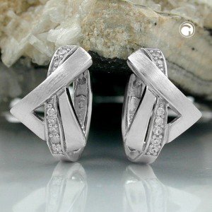 Creolen Ohrringe Zirkonia rhodiniert 925 Sterlingsilber