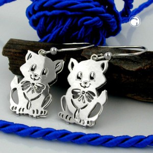 Ohrhaken Katze 925 Sterlingsilber