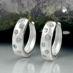 Creolen Ohrringe Zirkonia-Punkte 925 Sterlingsilber