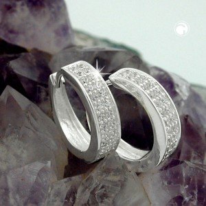 Creolen Ohrringe mit vielen Zirkonias 925 Sterlingsilber