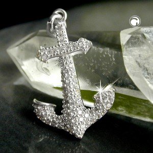 Anhänger Anker 23x14mm mit vielen Zirkonias 925 Sterlingsilber