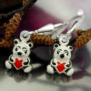 Ohrring kleiner Panda-Bär 925 Sterlingsilber