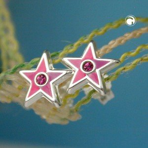 Ohrstecker Stern pink lackiert 925 Sterlingsilber