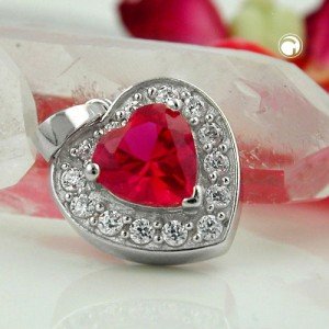 Anhänger Herz Zirkonia rot 925 Sterlingsilber