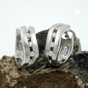 Creolen Ohrringe matt mit Zirkonias 925 Sterlingsilber