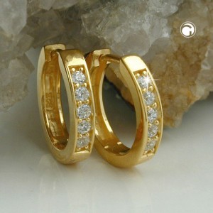 Creolen Ohrringe vergoldet Zirkonia 925 Sterlingsilber