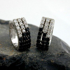 Creolen Ohrringe viele Zirkonias 925 Sterlingsilber