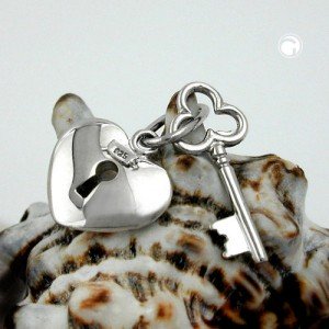 Anhänger Herz-Schloss mit Schlüssel 925 Sterlingsilber