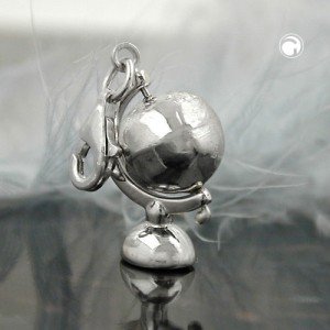 Anhänger Charm Globus 925 Sterlingsilber