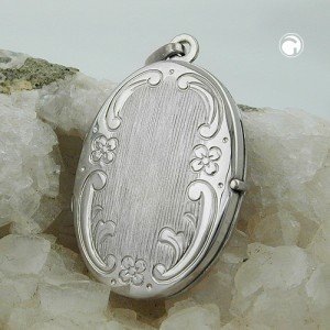 Anhänger Medaillon Blumenmuster oval 925 Sterlingsilber