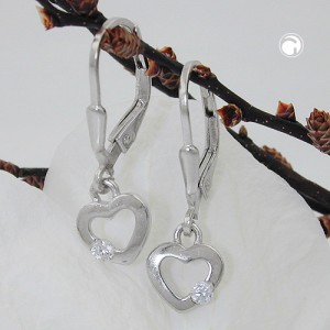 Ohrring Herz Zirkonia weiß 925 Sterlingsilber