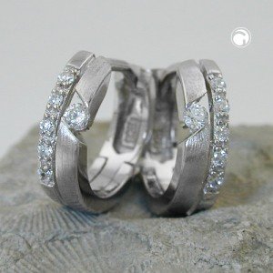 Creolen Ohrringe Zirkonia rhodiniert 925 Sterlingsilber