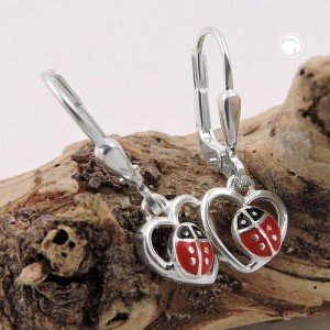 Ohrring Marienkäfer im Herz 925 Sterlingsilber