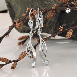 Ohrring rhodiniert Zirkonia 925 Sterlingsilber