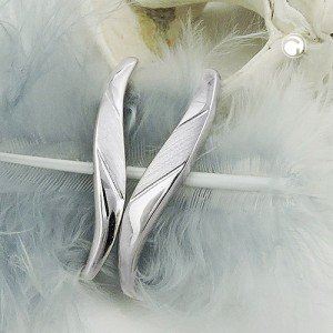 Creolen Ohrringe teilmatt rhodiniert 925 Sterlingsilber