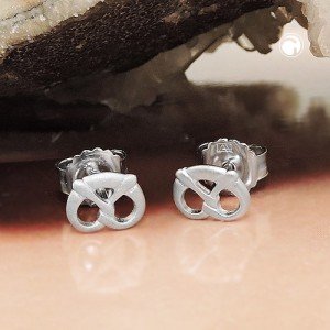 Ohrstecker Brezel rhodiniert 925 Sterlingsilber