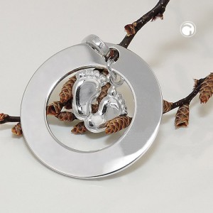 Anhänger Kreis mit 2 Füßen 925 Sterlingsilber