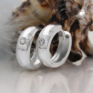 Creolen Ohrringe KlappCreolen Ohrringe Zirkonia 925 Sterlingsilber