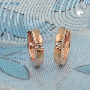 Creolen Ohrringe Zirkonia rotvergoldet 925 Sterlingsilber