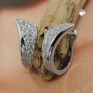 Creolen Ohrringe Zirkonias rhodiniert 925 Sterlingsilber