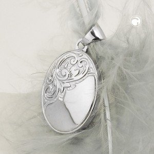 Anhänger Medaillon Blumenranke oval 925 Sterlingsilber
