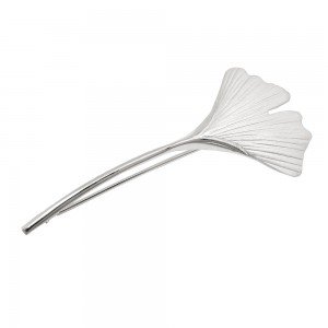 Brosche Ginkgoblatt matt-glänzend 925 Sterlingsilber