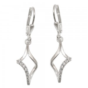 Ohrhänger Ohrringe Brisur Rhombus mit Zirkonias glänzend 925 Sterlingsilber